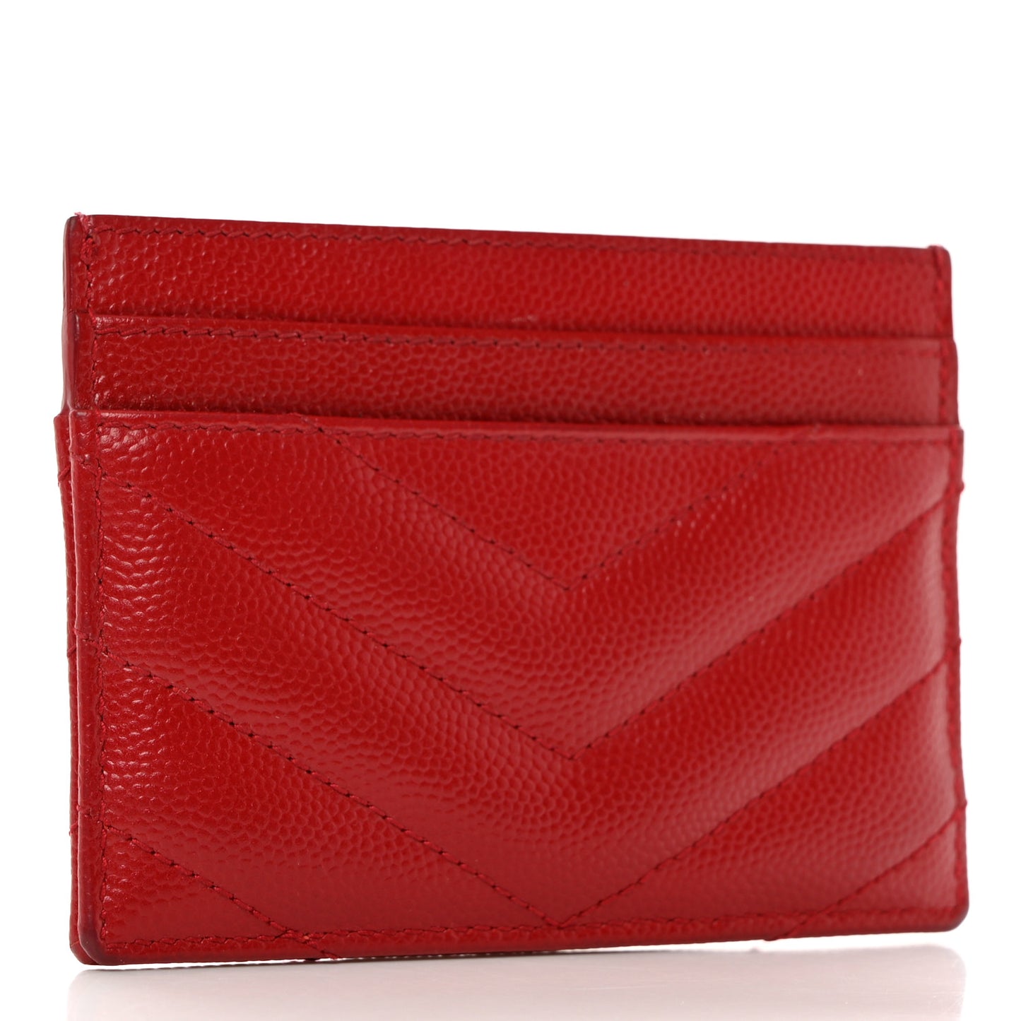 Grain De Poudre Matelasse Chevron Monogram Credit Card Case New Red