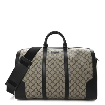 Gucci GG Supreme Monogram Selleria Calfskin Medium Duffle Beige Ebony Black 1 of 9