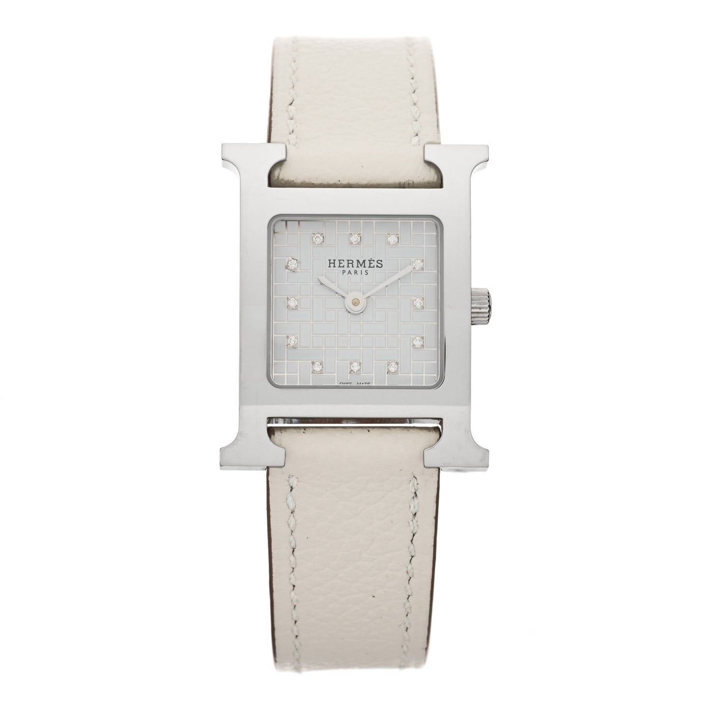Stainless Steel Clemence 21mm Heure H Hour Quartz Watch Gris Perle