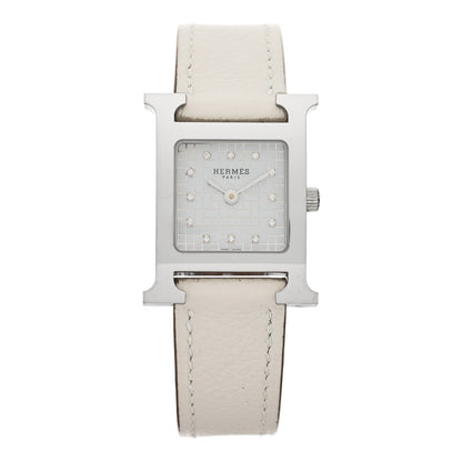 Hermes Stainless Steel Clemence 21mm Heure H Hour Quartz Watch Gris Perle 1 of 5