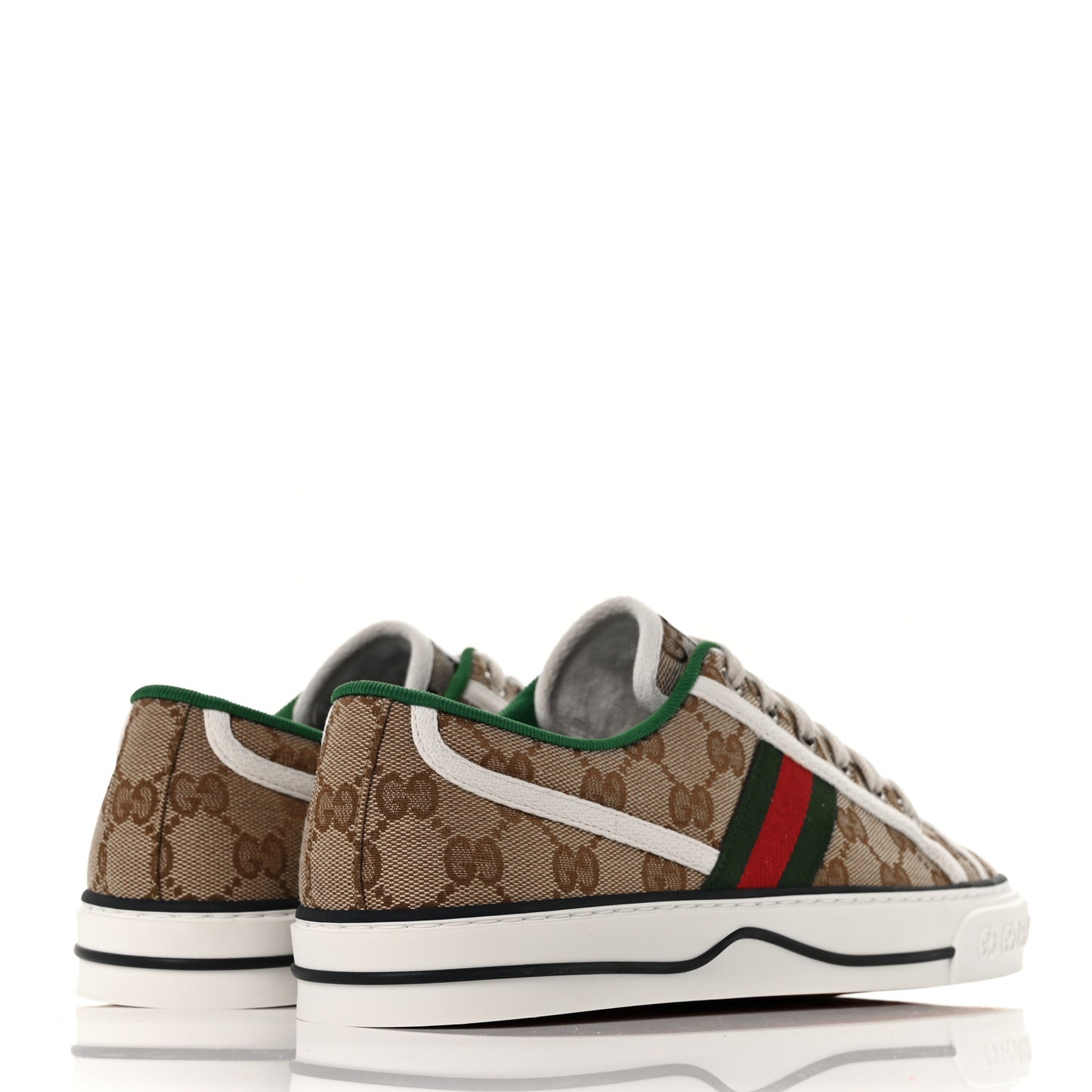 GG Monogram Web Womens 1977 Tennis Sneakers 39.5 Beige Ebony Mystic White