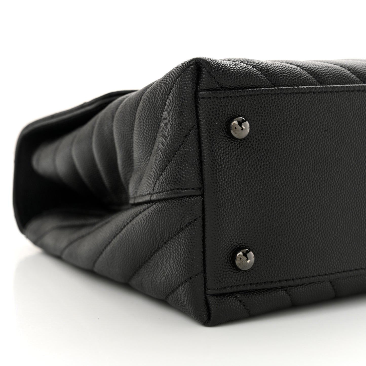Caviar Chevron Quilted Medium Coco Handle Flap So Black