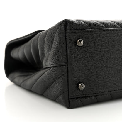 Chanel Caviar Chevron Quilted Medium Coco Handle Flap So Black 9 of 10