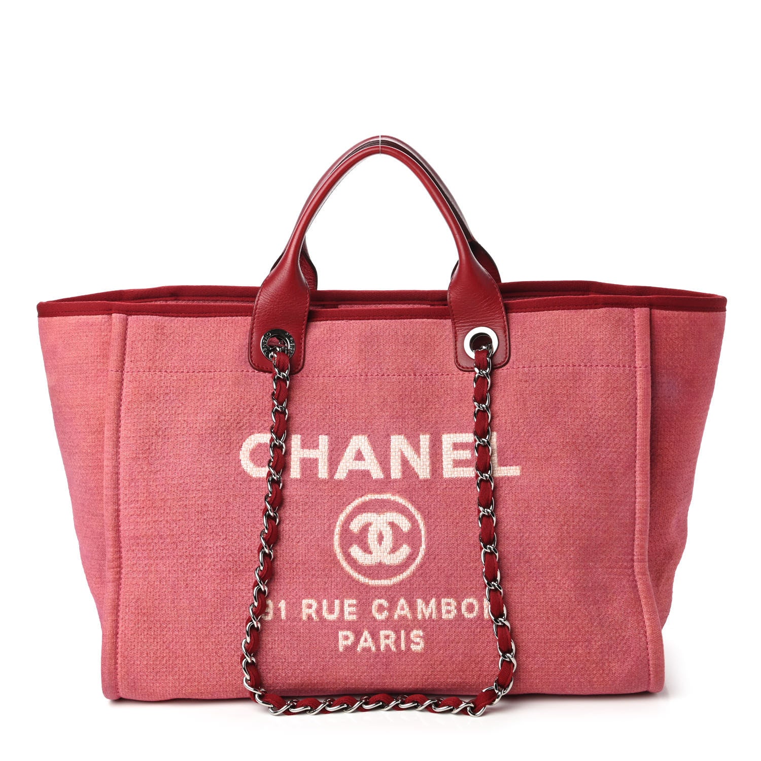 Chanel Canvas Medium Deauville Tote Red 1 of 10