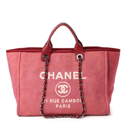 Chanel Canvas Medium Deauville Tote Red 1 of 10