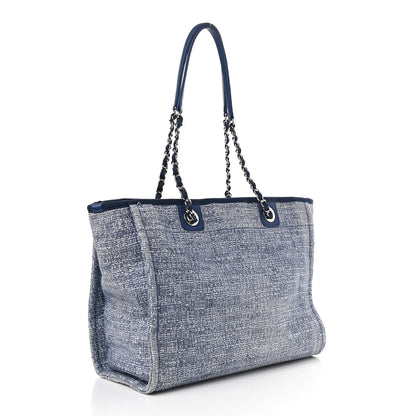 Chanel Woven Straw Raffia Small Deauville Tote Blue 3 of 9