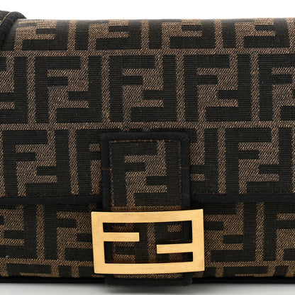 Fendi Fabric Jacquard FF 1974 Medium Baguette Tobacco Moro Black 8 of 10