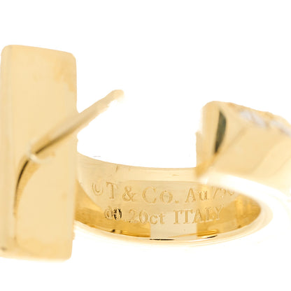 Tiffany 18K Yellow Gold Diamond T1 Hoop Earrings 4 of 7