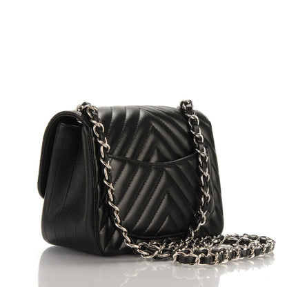 Chanel Lambskin Chevron Quilted Mini Square Flap Black 3 of 8