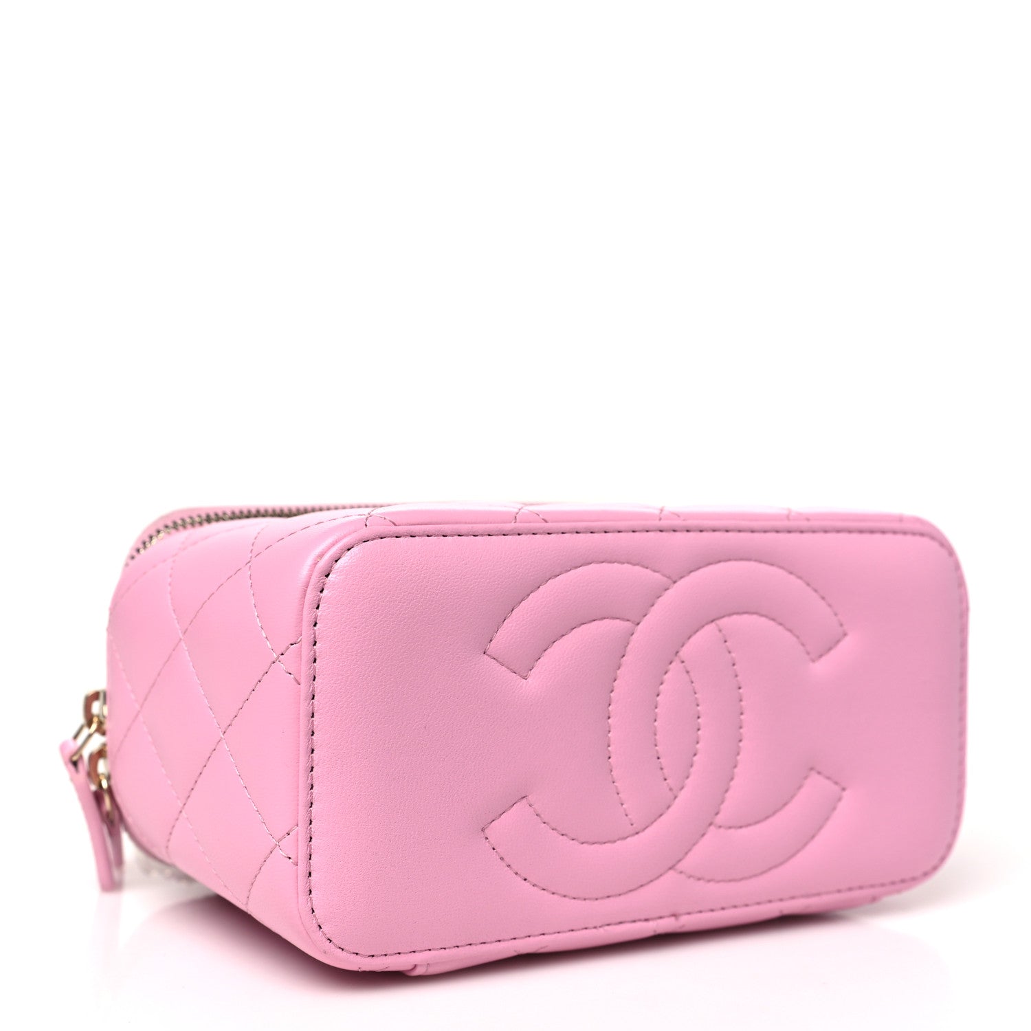 Chanel Lambskin Quilted Small Top Handle Vanity Case With Chain Lilac Light Green 4 of 11