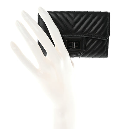 Chanel Aged Calfskin Chevron Quilted Reissue Flap Card Holder So Black 2 of 9