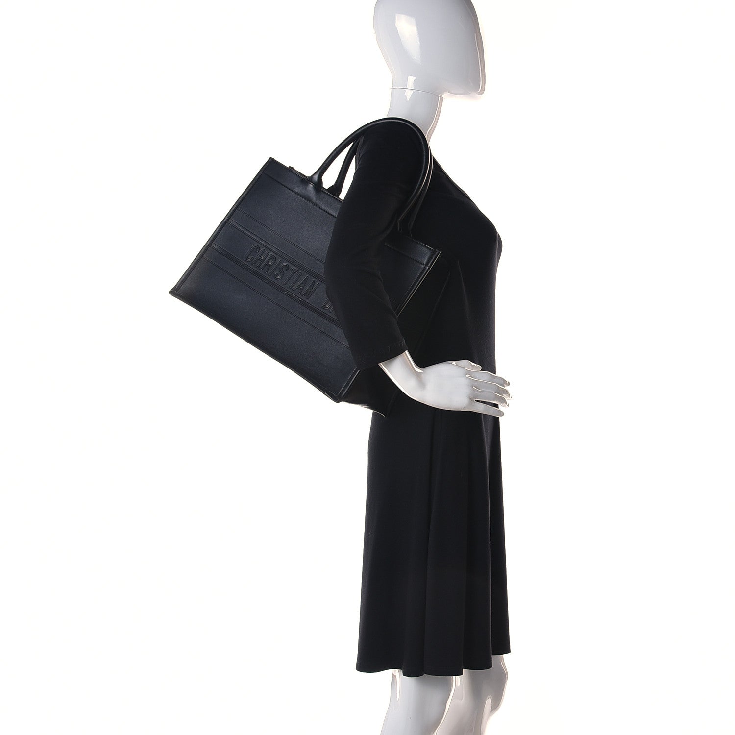 Christian Dior Calfskin Embossed Medium Book Tote Black 2 of 13