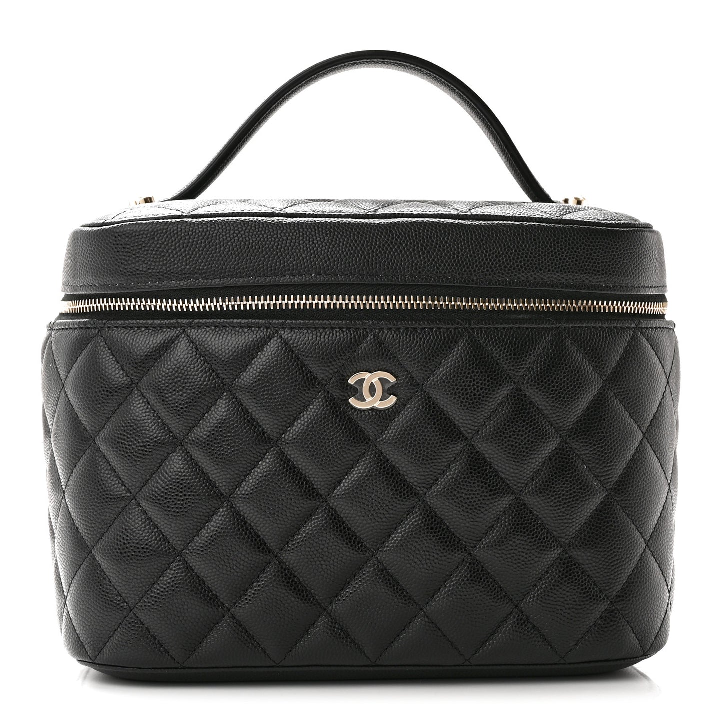 Caviar Quilted Large Vanity Pouch Black