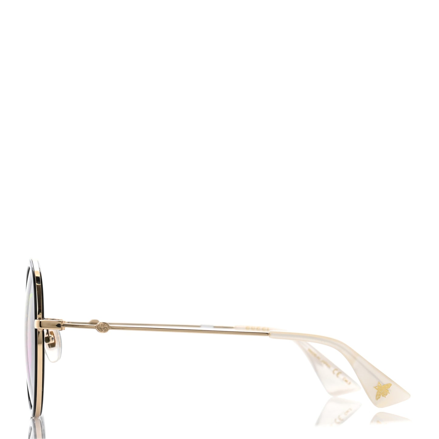 Metal Round Frame Tiger Print Sunglasses GG0061S Gold