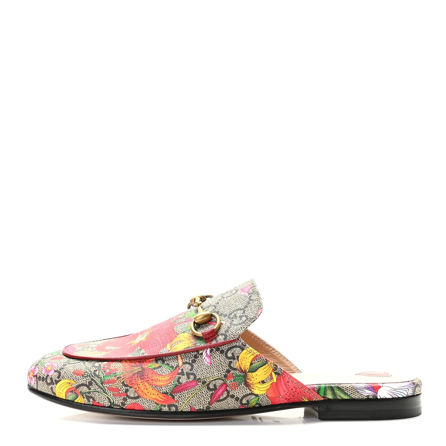 Gucci GG Supreme Monogram Flora Womens Princetown Slippers 36 Beige Ebony Multicolor Rosso 1 of 9
