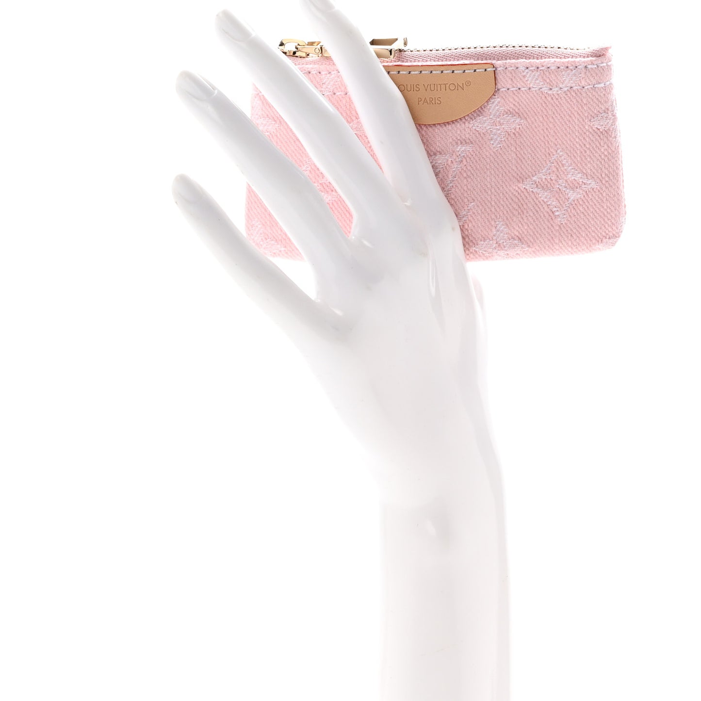 Monogram Denim Key Pouch Washed Pink