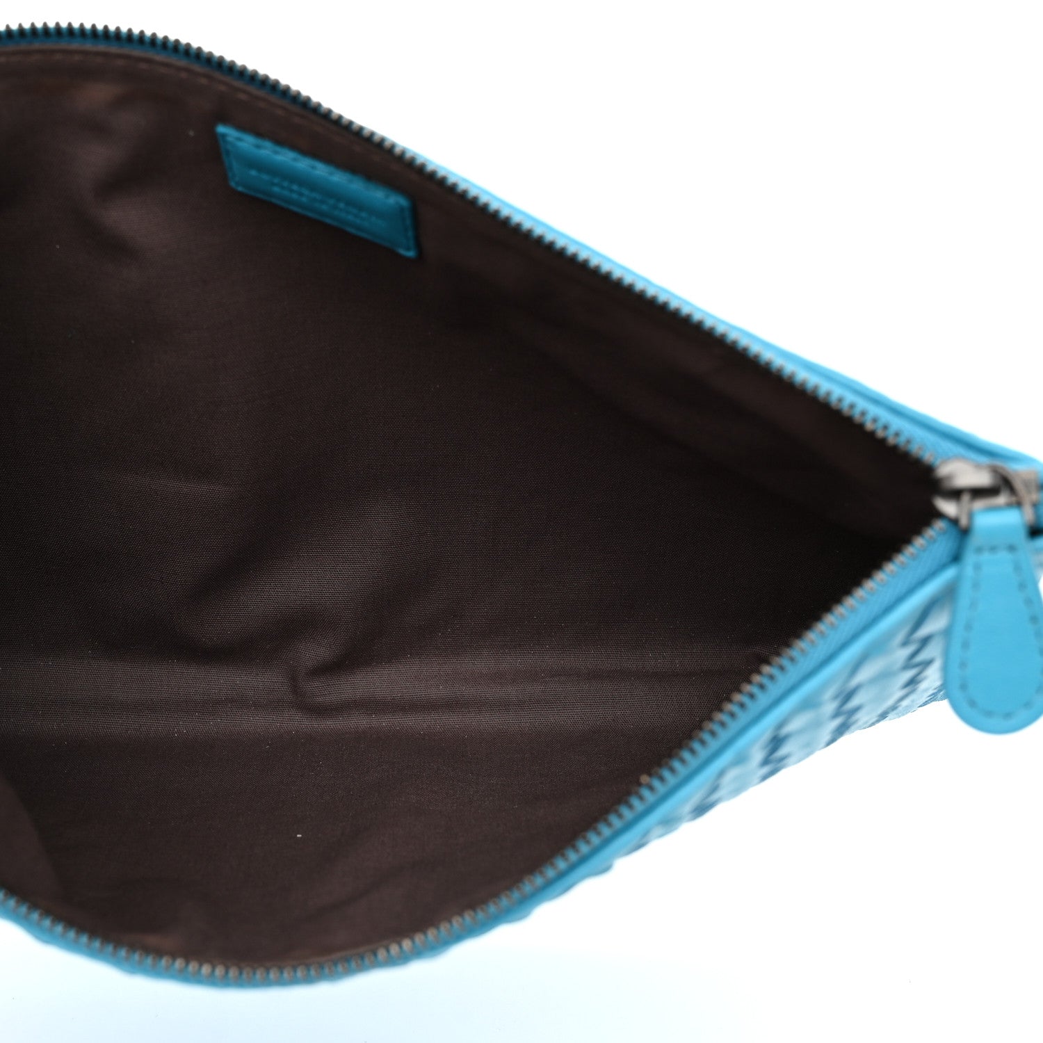 Bottega Veneta Nappa Intrecciato Flat Zip Pouch  Turquoise 5 of 7