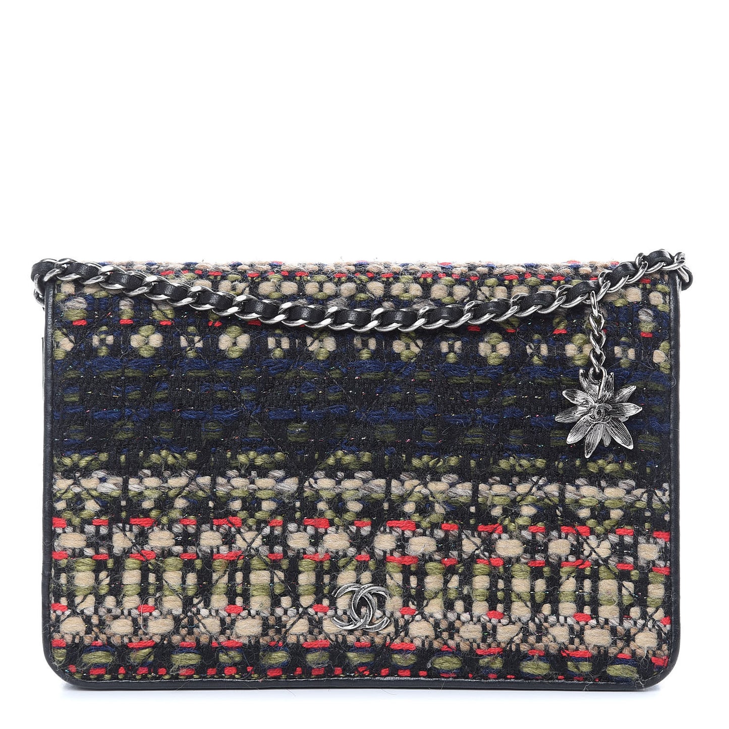 Tweed Wallet On Chain WOC Green Red Beige Black