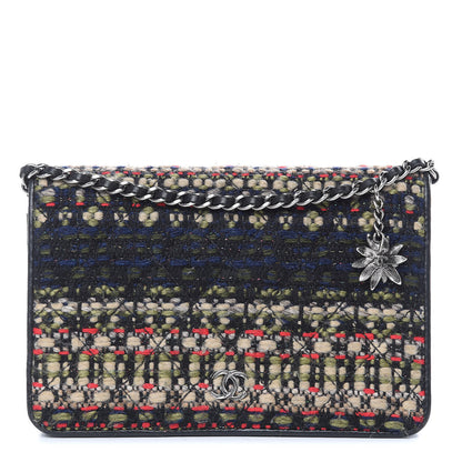 Chanel Tweed Wallet On Chain WOC Green Red Beige Black 1 of 16