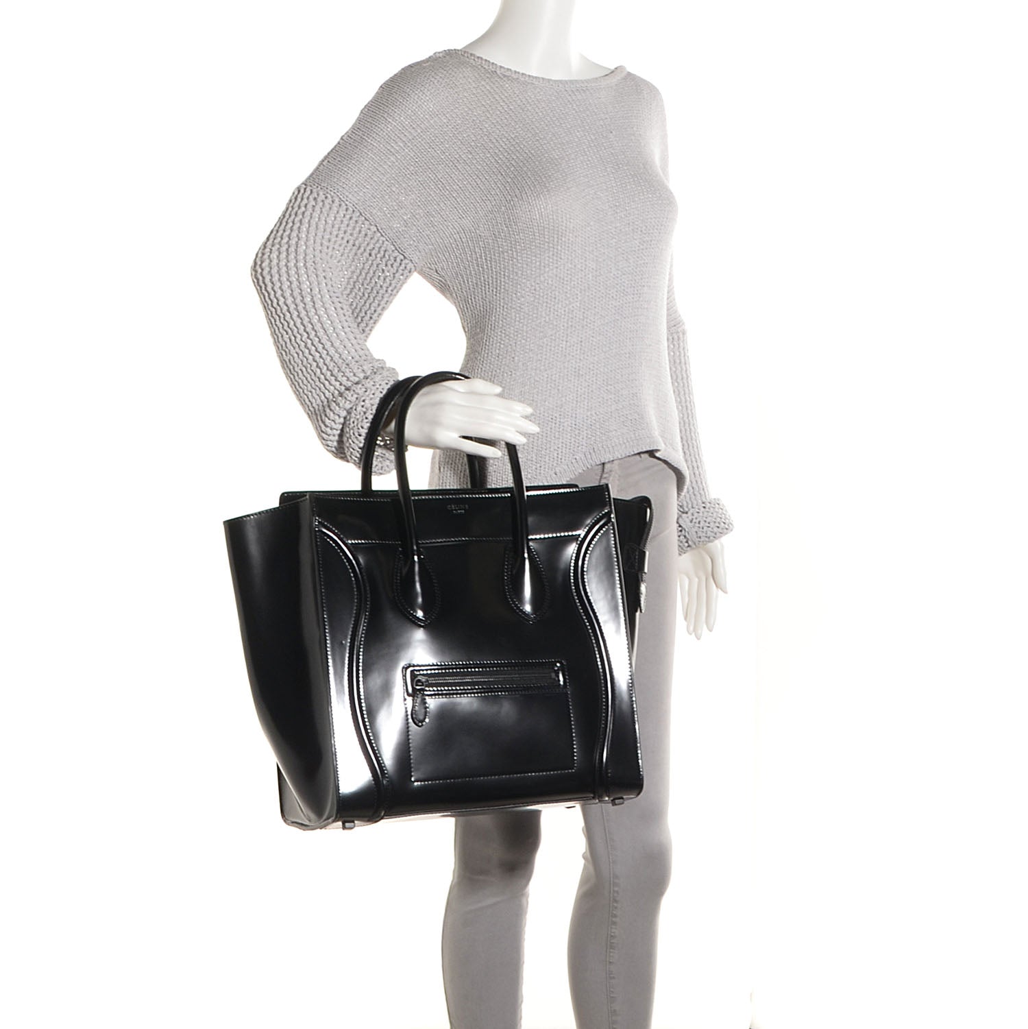 Celine Spazzolato Calfskin Small Luggage Black 2 of 8