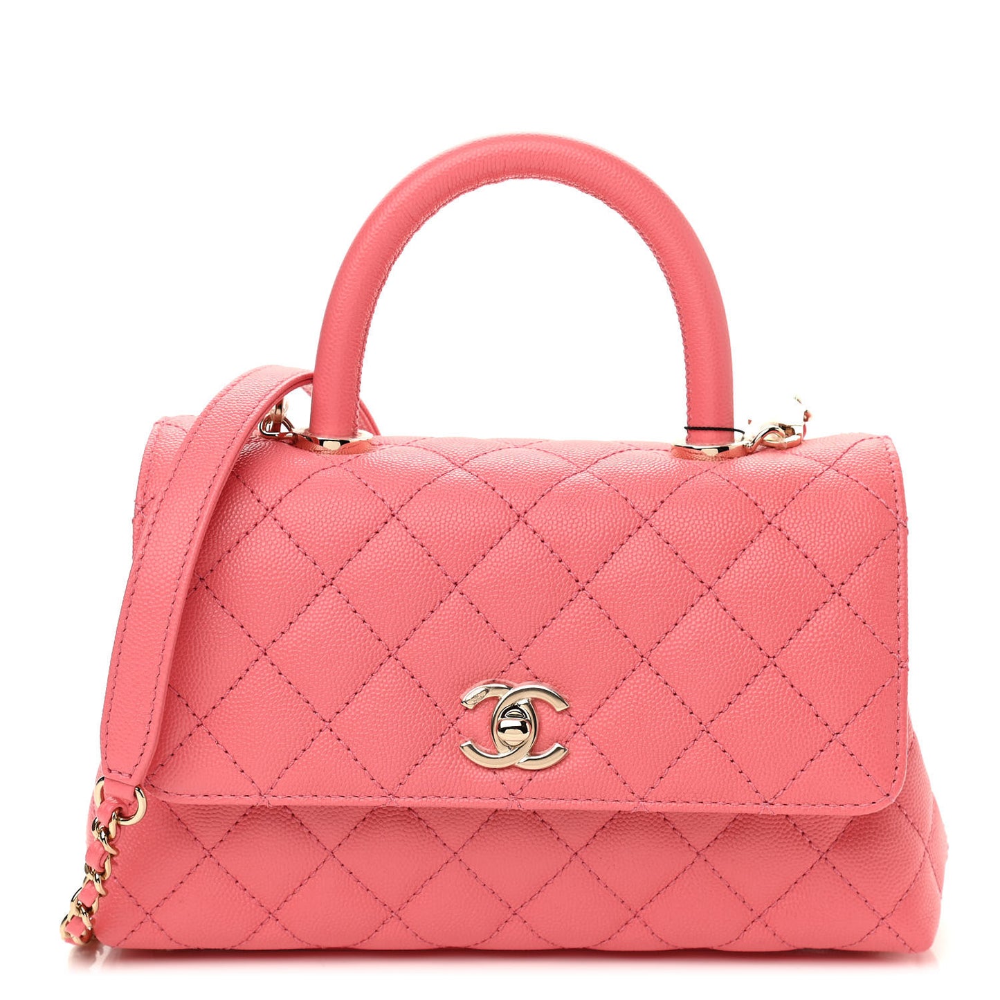 Caviar Quilted Mini Coco Handle Flap Pink