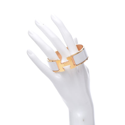 Hermes Enamel Wide Clic Clac H Bracelet PM White 2 of 5