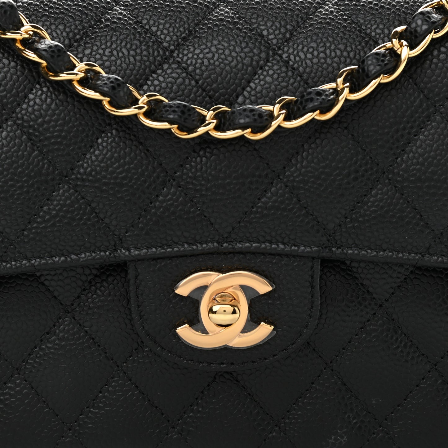 Caviar Quilted Small Double Flap Black
