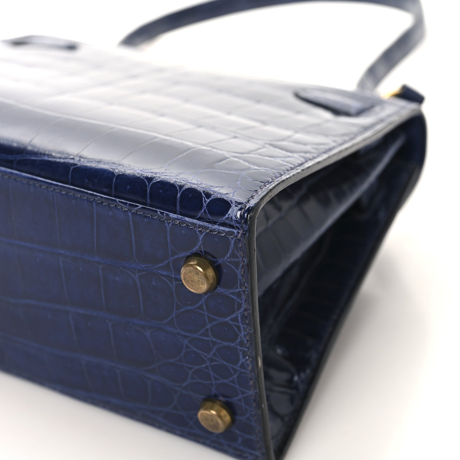 Hermes Shiny Crocodile Mini Kelly Sellier 20 Bleu Marine 12 of 19