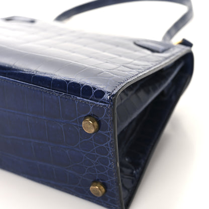 Hermes Shiny Crocodile Mini Kelly Sellier 20 Bleu Marine 12 of 19