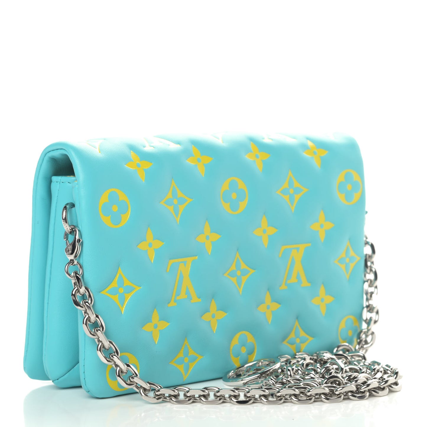 Lambskin Embossed Monogram Vuittamins Pochette Coussin Menthe Jaune