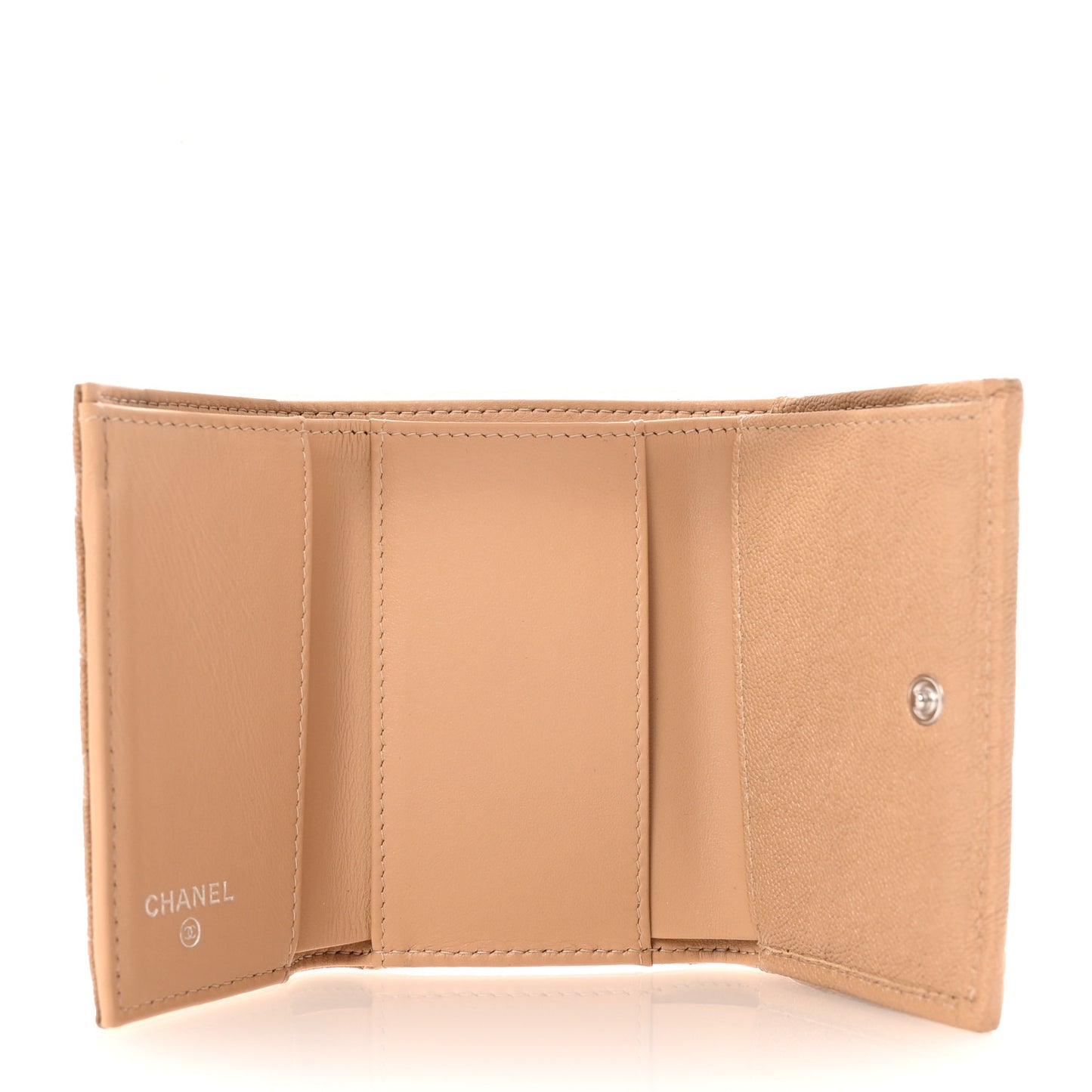 Caviar Quilted Small Boy Flap Wallet Beige