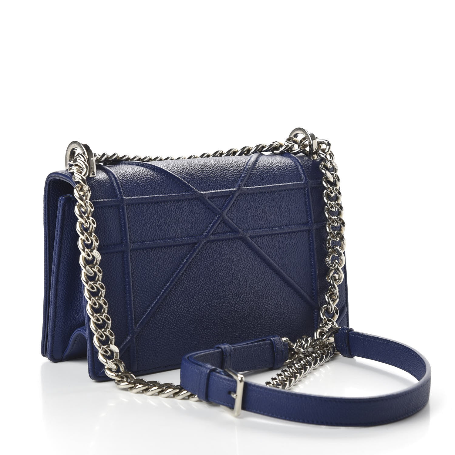 Christian Dior Grained Calfskin Small Diorama Flap Bag Bleu De Minuit 3 of 10