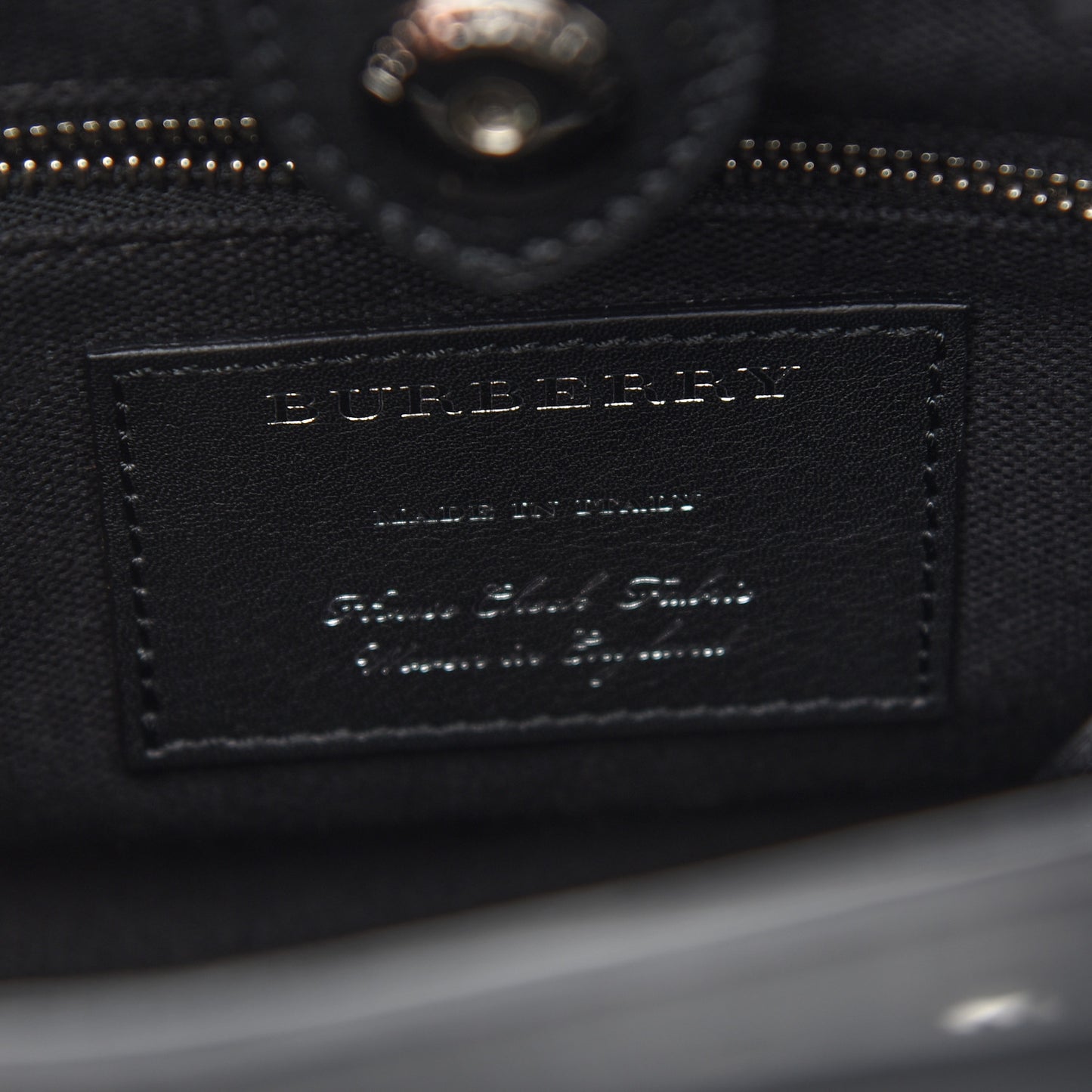 Pebbled Calfskin House Check Studded Baby Banner Tote Black