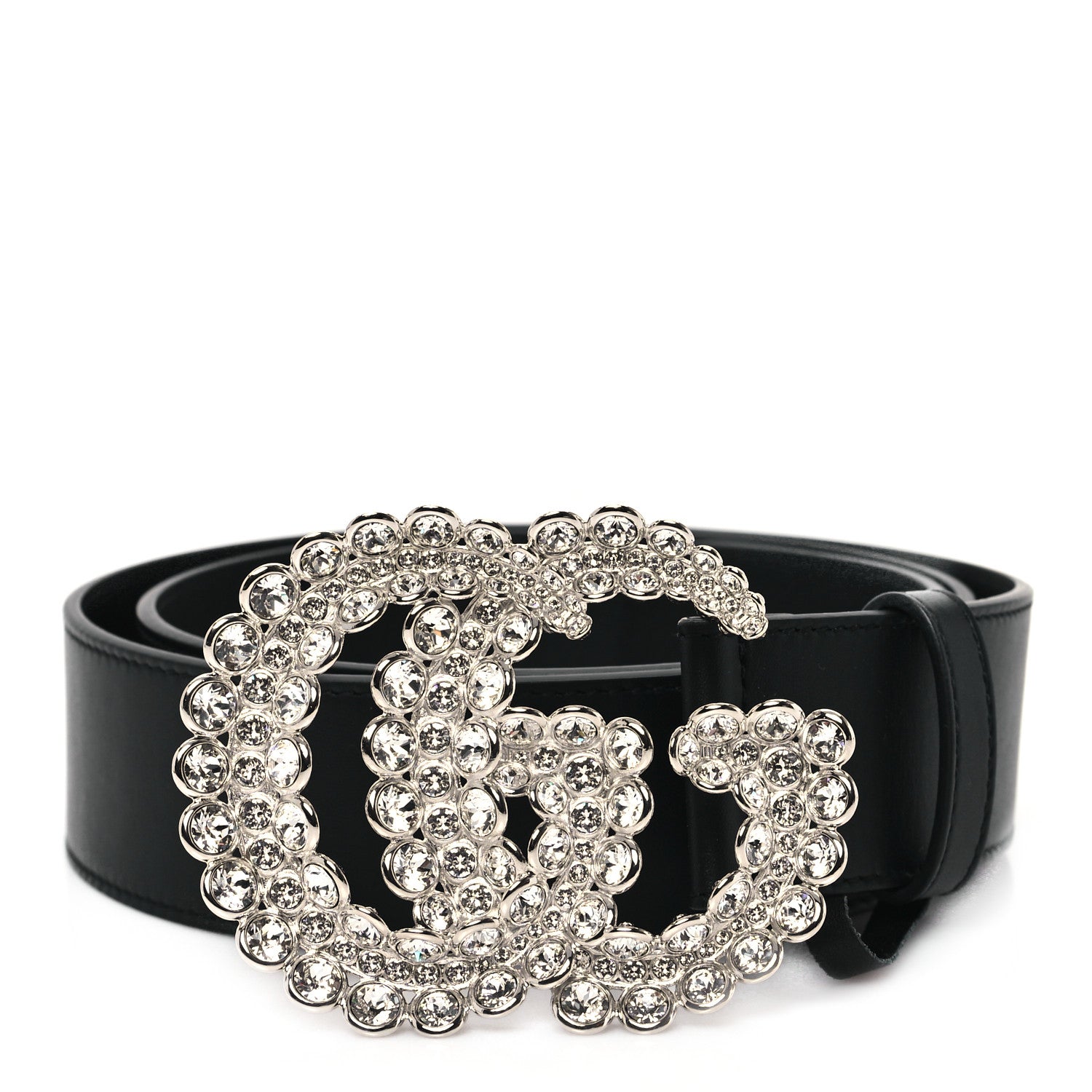 Gucci Calfskin Crystal Double G 40mm Belt 95 38 Black 1 of 5