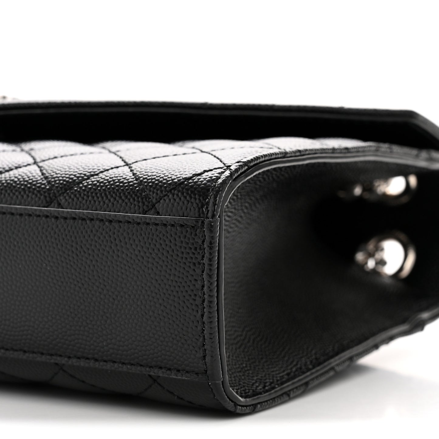 Grain De Poudre Textured Mixed Matelasse Triquilt Medium Monogram Satchel Black