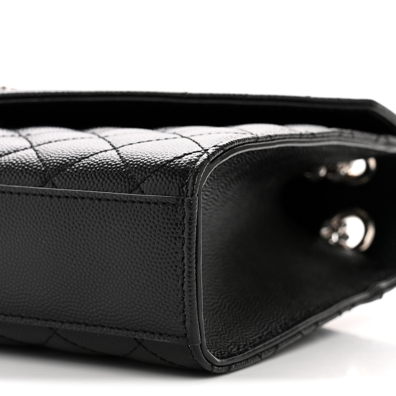 Saint Laurent Grain De Poudre Textured Mixed Matelasse Triquilt Medium Monogram Satchel Black 10 of 12