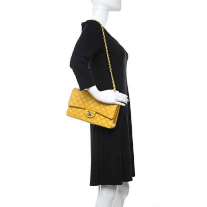 Chanel Caviar Quilted Medium Double Flap Yellow 2 of 11
