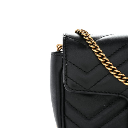 Gucci Calfskin Matelasse Super Mini GG Marmont Shoulder Bag Black 13 of 13