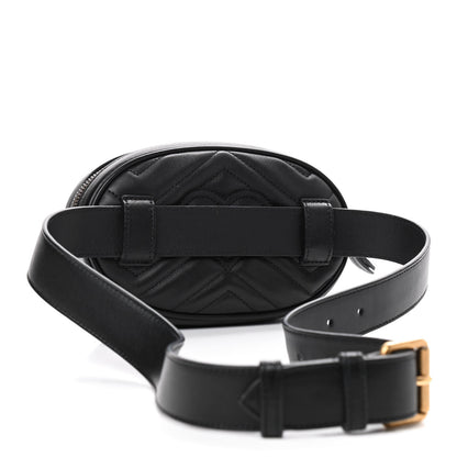 Gucci Calfskin Matelasse GG Marmont Belt Bag 85 34 Black 3 of 7