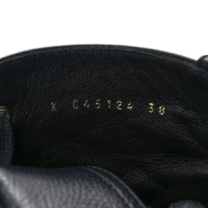 Chanel Grained Shiny Calfskin CC Lace Up Combat Boots 38 Black 9 of 11