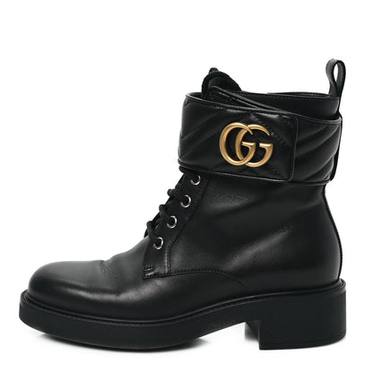 Gucci Flores Calfskin Nappa Matelasse GG 40mm Ankle Boots 36.5 Black 1 of 9