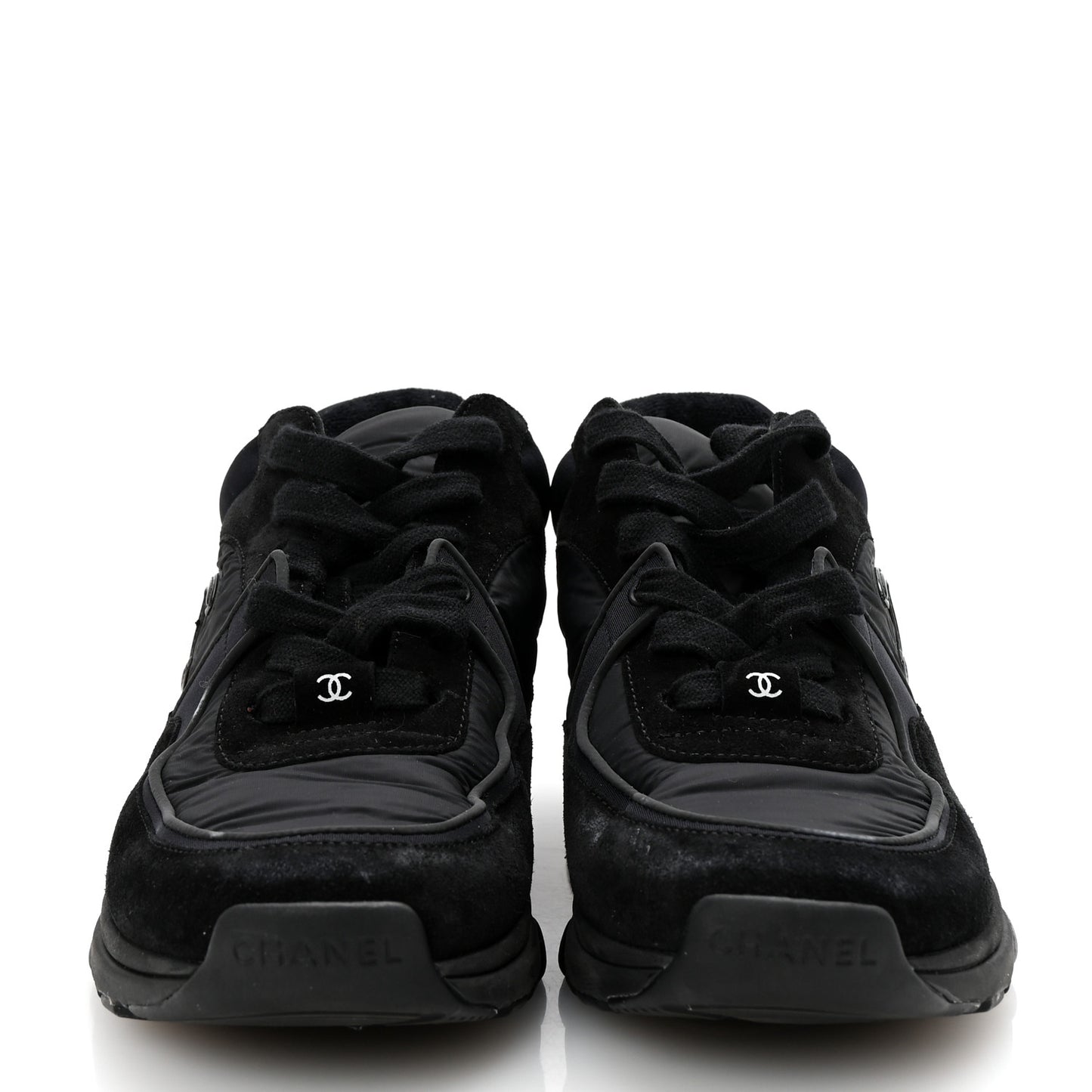 Fabric Calfskin Suede CC Sneakers 37 Black