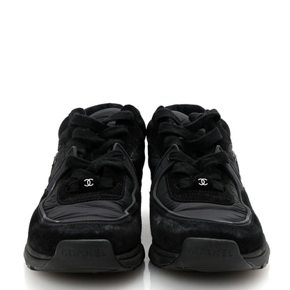 Chanel Fabric Calfskin Suede CC Sneakers 37 Black 3 of 10