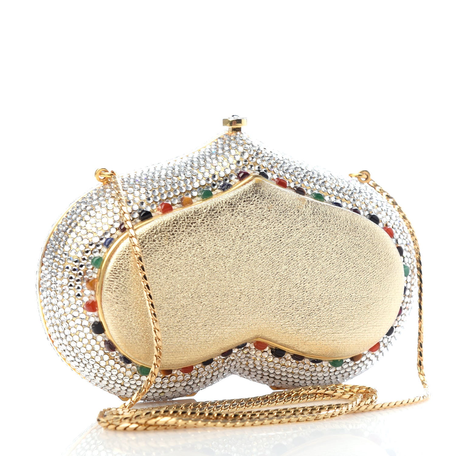Judith Leiber Swarovski Crystal Heart Minaudiere Clutch Silver 3 of 8