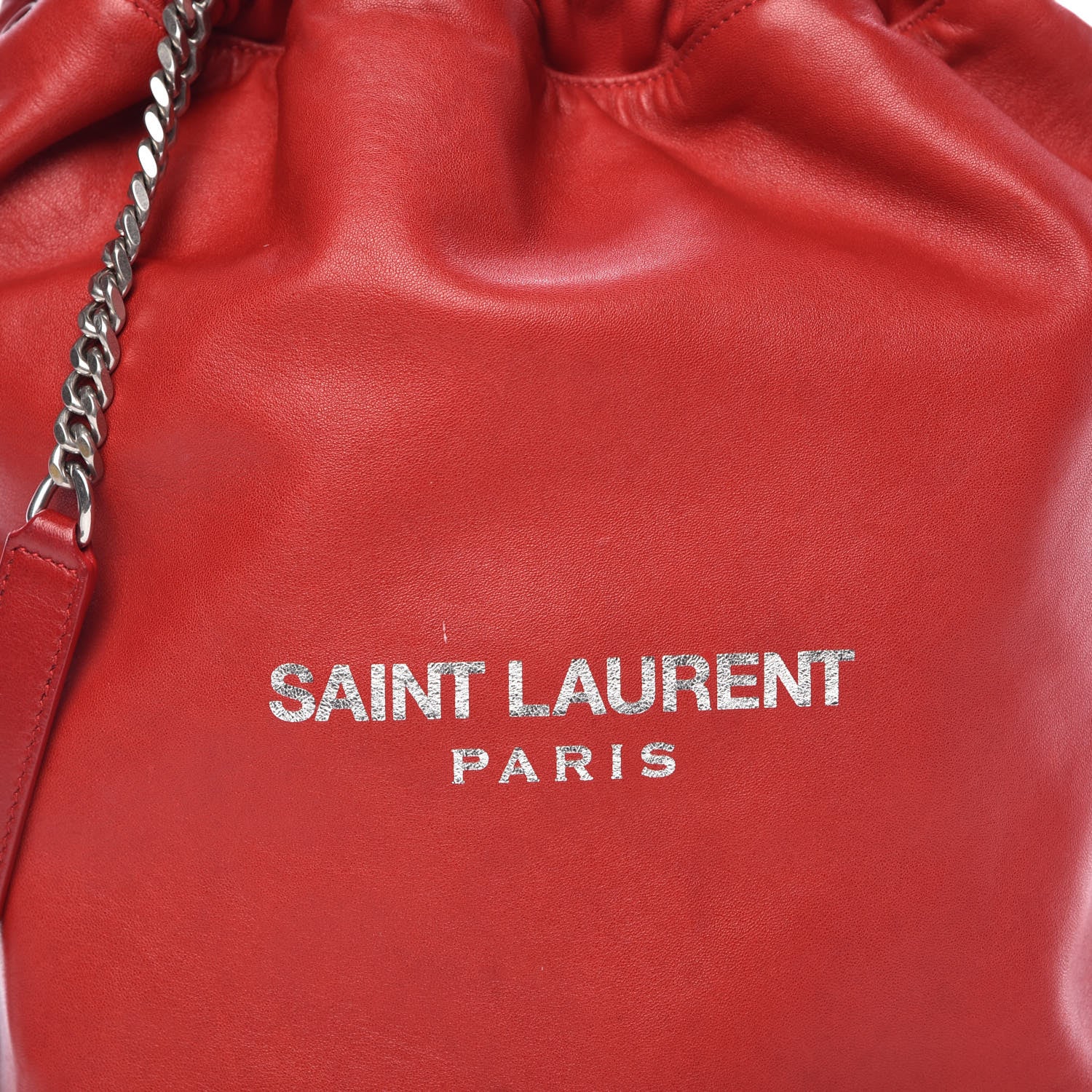 Saint Laurent Lambskin Teddy Drawstring Bag Eros Red 11 of 14