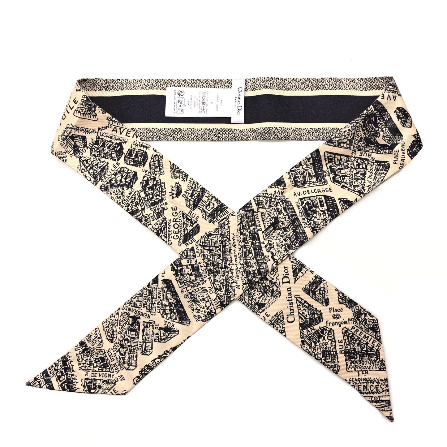 Silk Plan De Paris Mitzah Scarf Beige Black
