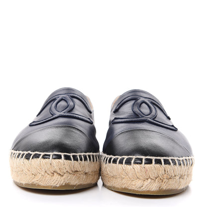 Chanel Lambskin CC Espadrilles 37 Navy Black 2 of 9
