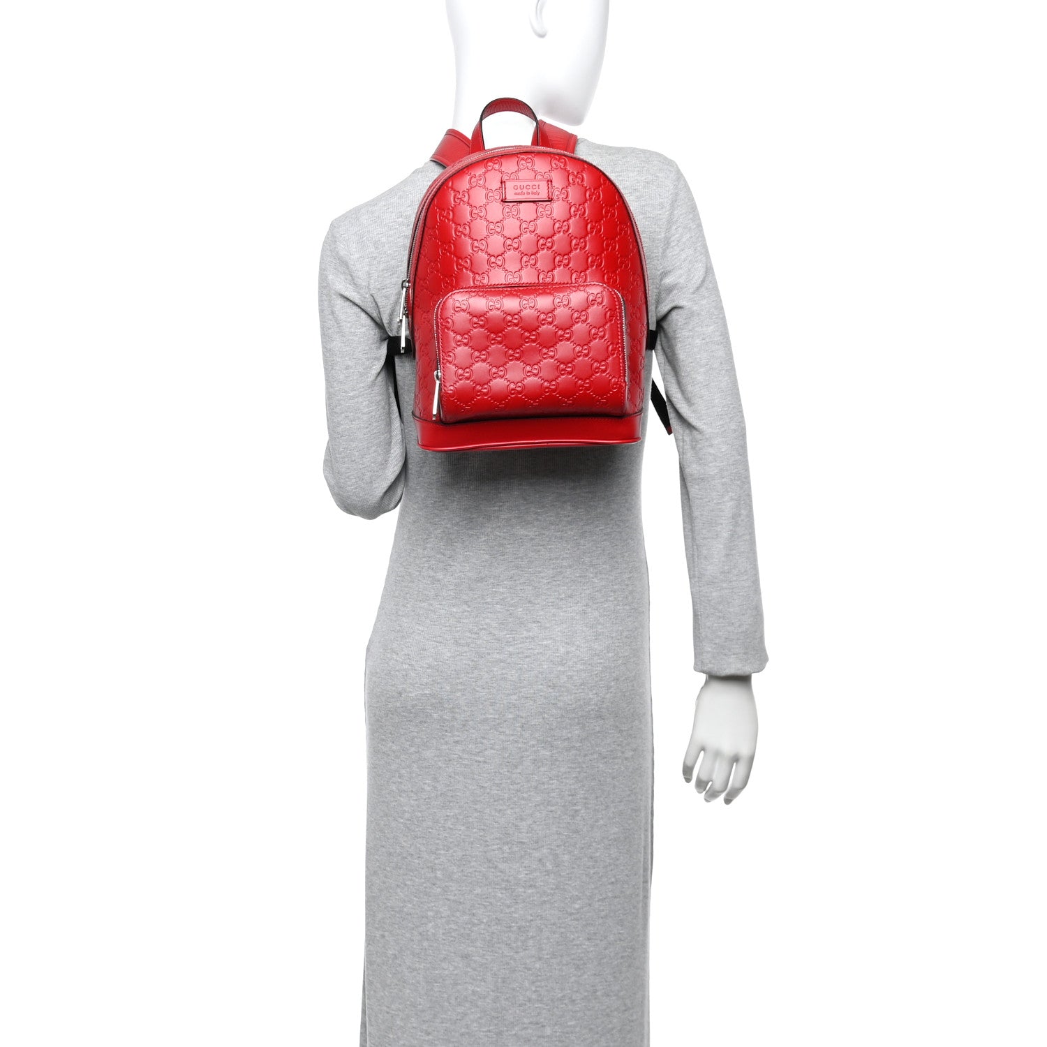 Gucci Guccissima Signature Small Day Backpack Hibiscus Red 1783812