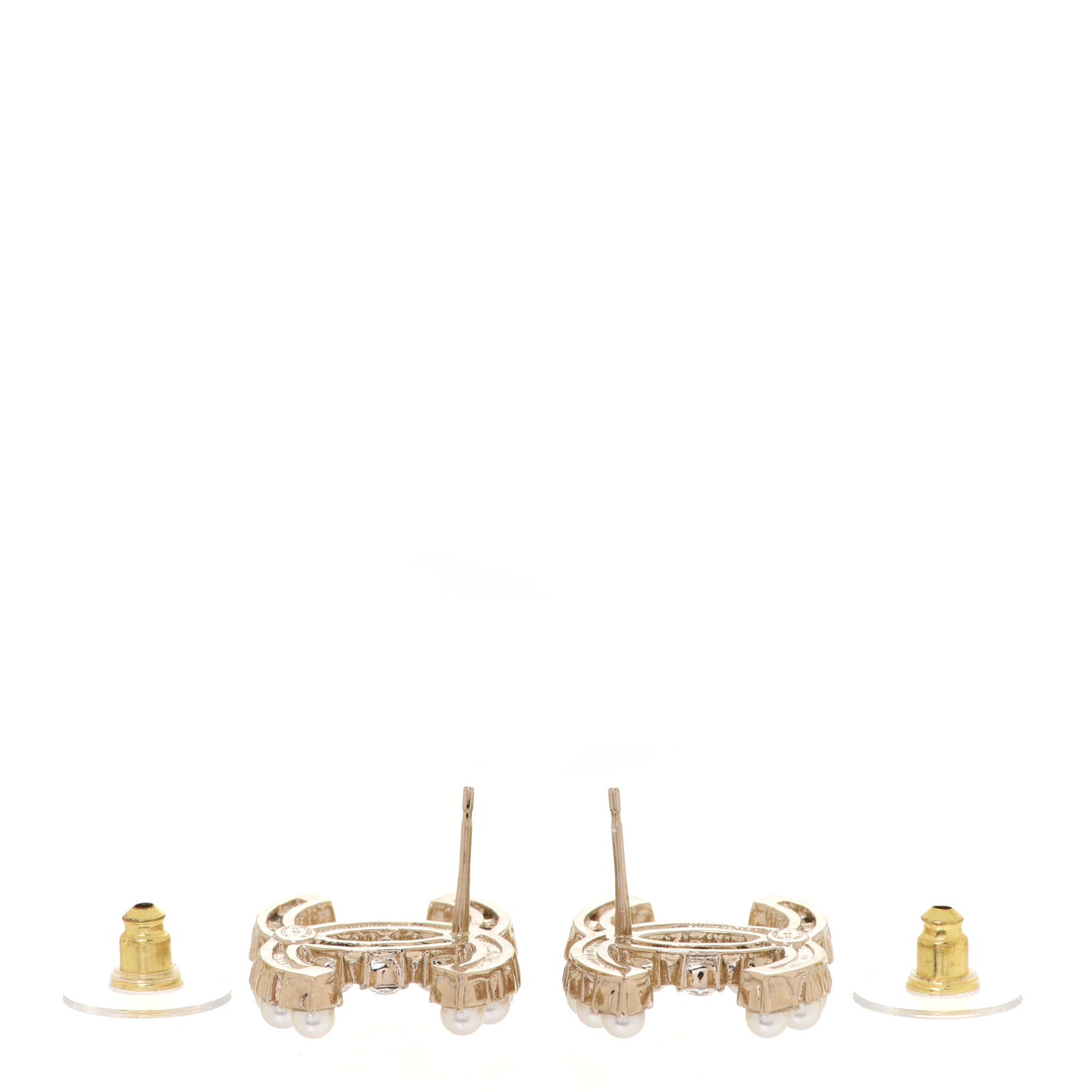 Crystal Pearl CC Dazzling Domino Earrings Gold