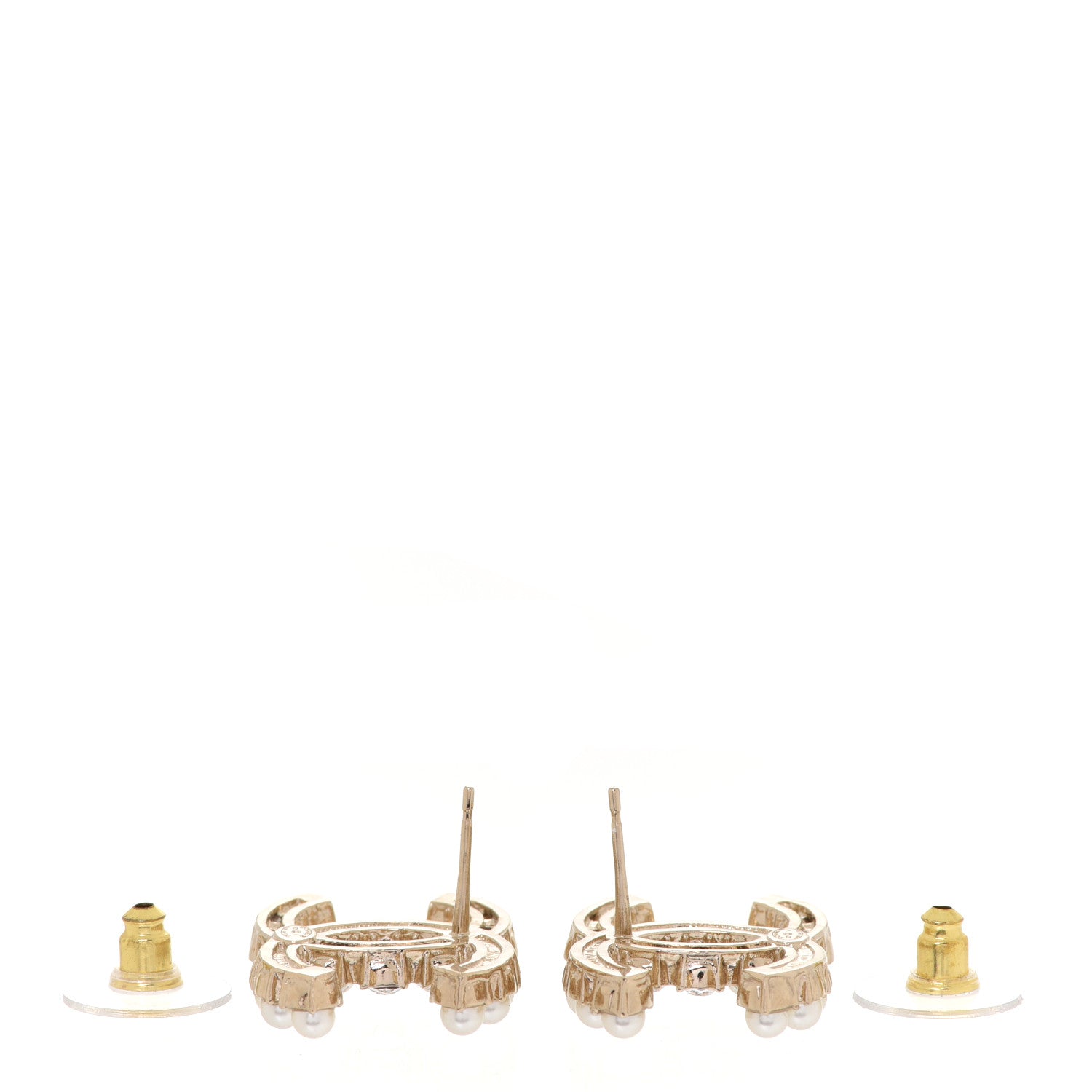 Chanel Crystal Pearl CC Dazzling Domino Earrings Gold 3 of 5